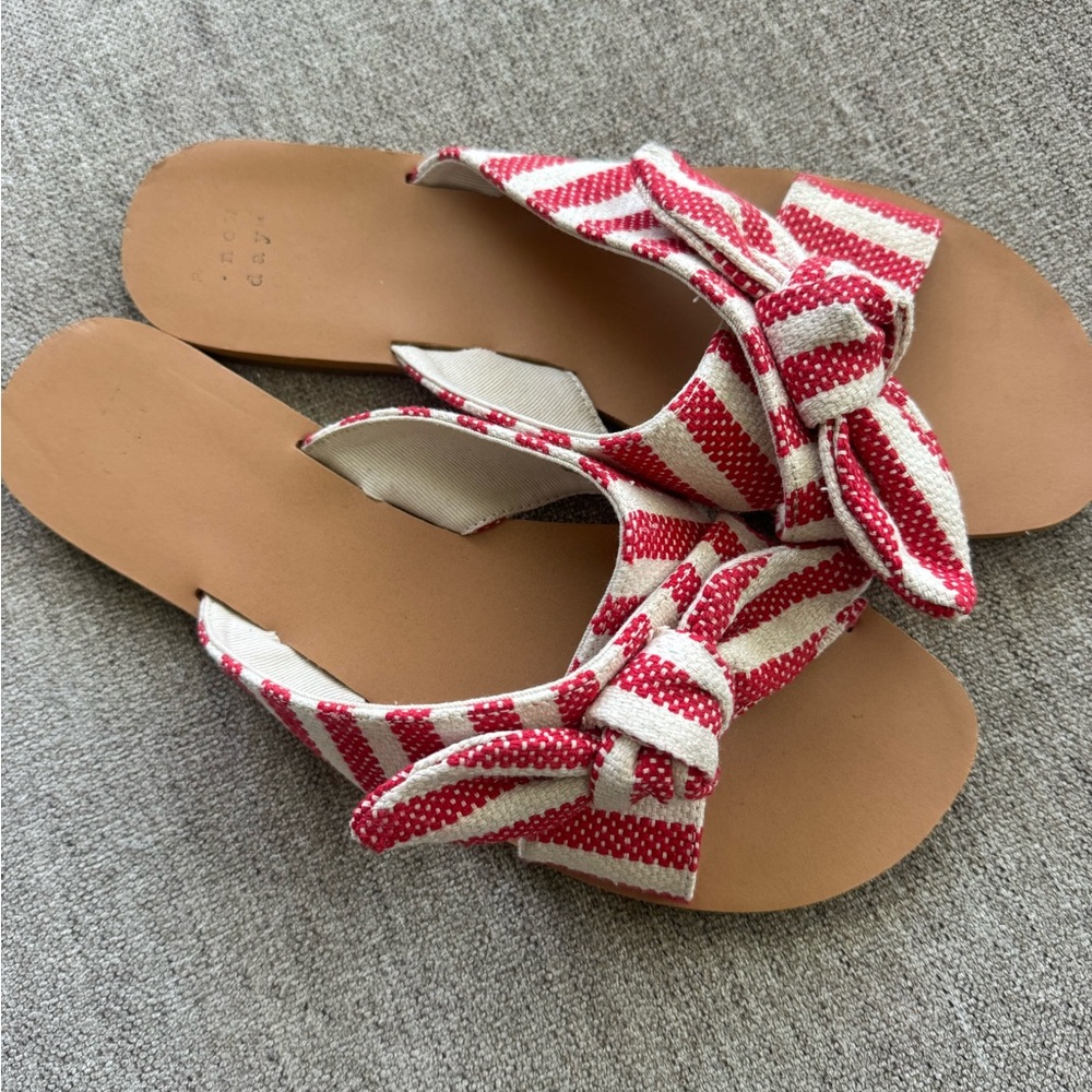a new day Red and White Striped Sandals